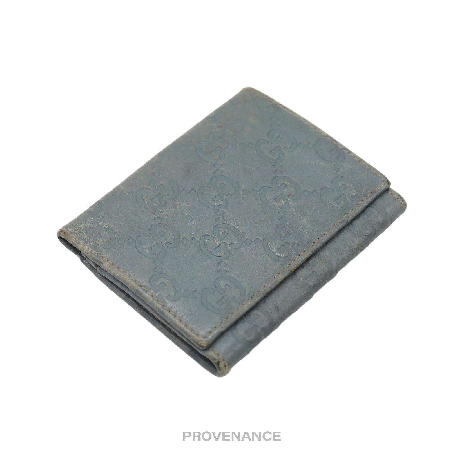 Gucci 🔴 Gucci Card Holder Wallet - Powder Blue Guccissima Leather Size ONE SIZE - 3 Thumbnail