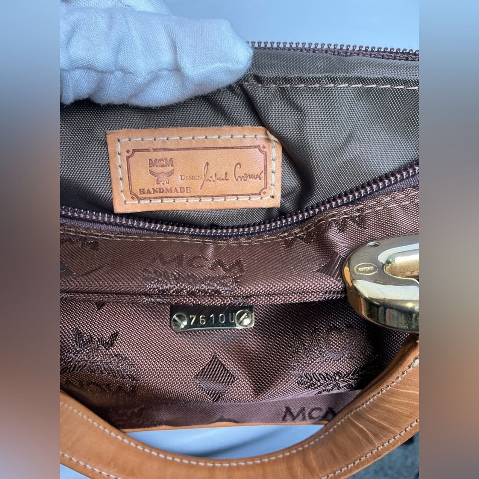 MCM MCM Chestnut Brown Visetos Monogram Nylon Tote Bag Gold Trim Size ONE SIZE - 9 Thumbnail