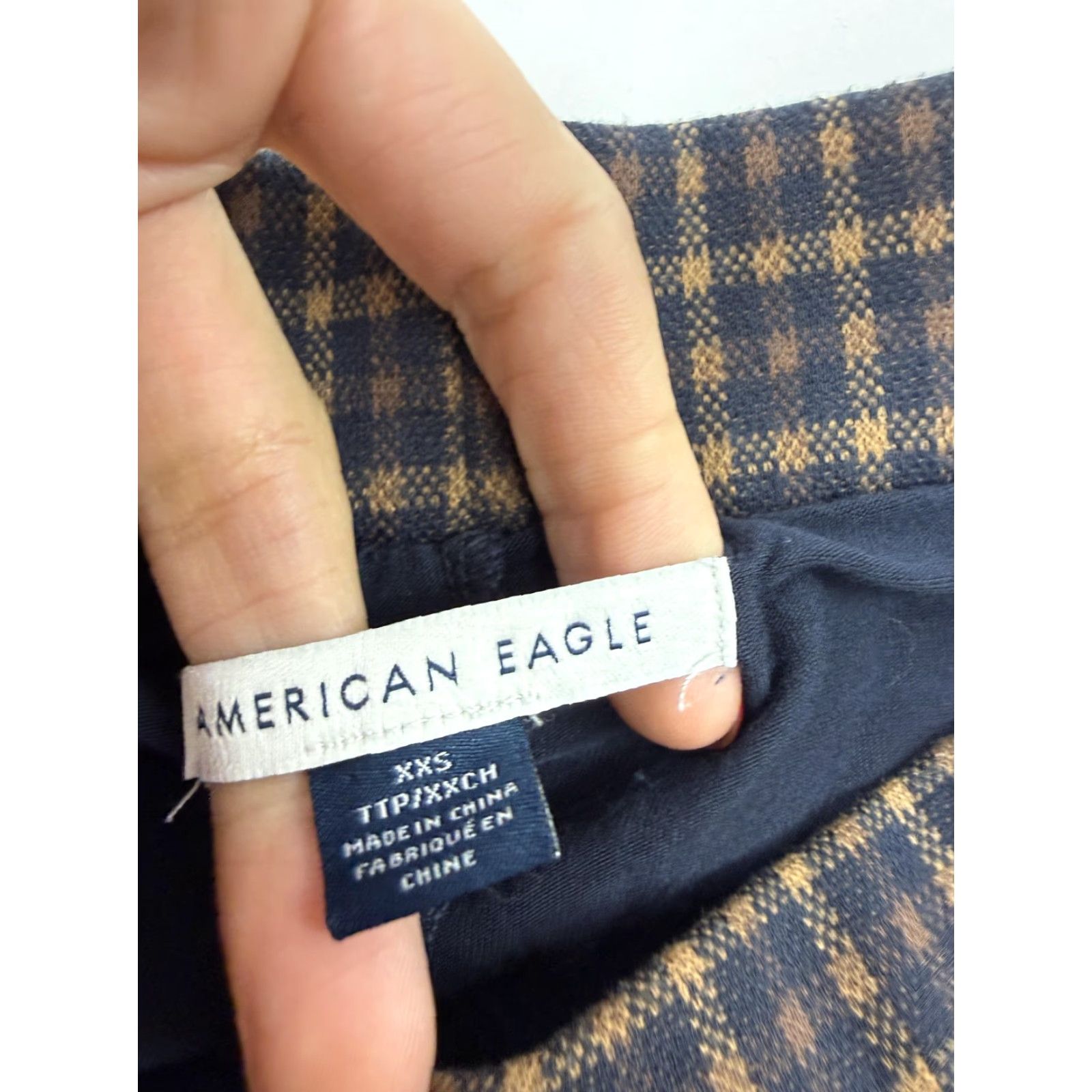 Vintage American Eagle Skirt Womens XXS Navy Blue Plaid Pleated Mini Lined Casual Size 24" / US 00 / IT 34 - 2 Thumbnail