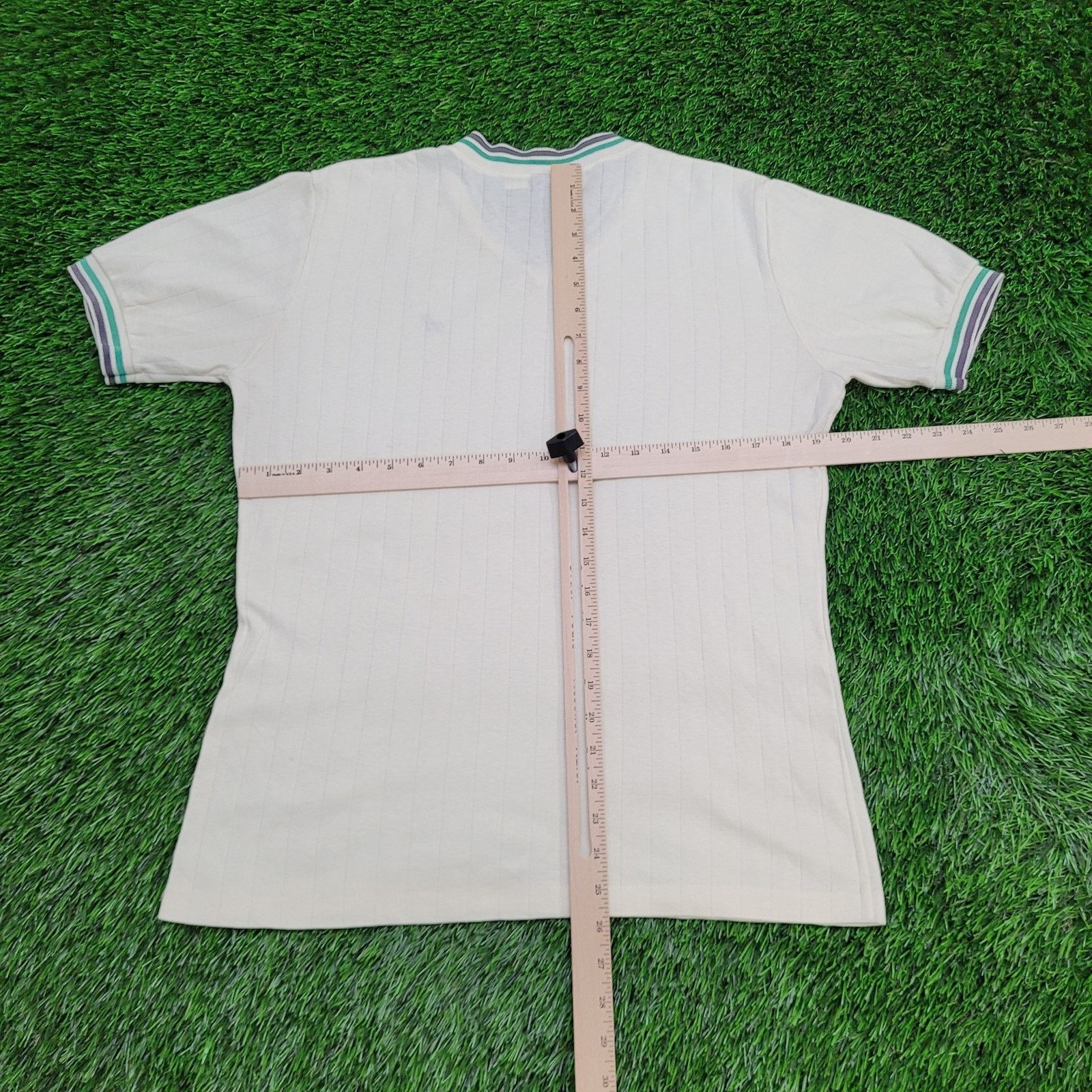 Jantzen VTG 90s Jantzen Ribbed V-Neck Ringer Shirt Medium 19x26 USA Size US M / EU 48-50 / 2 - 8 Thumbnail