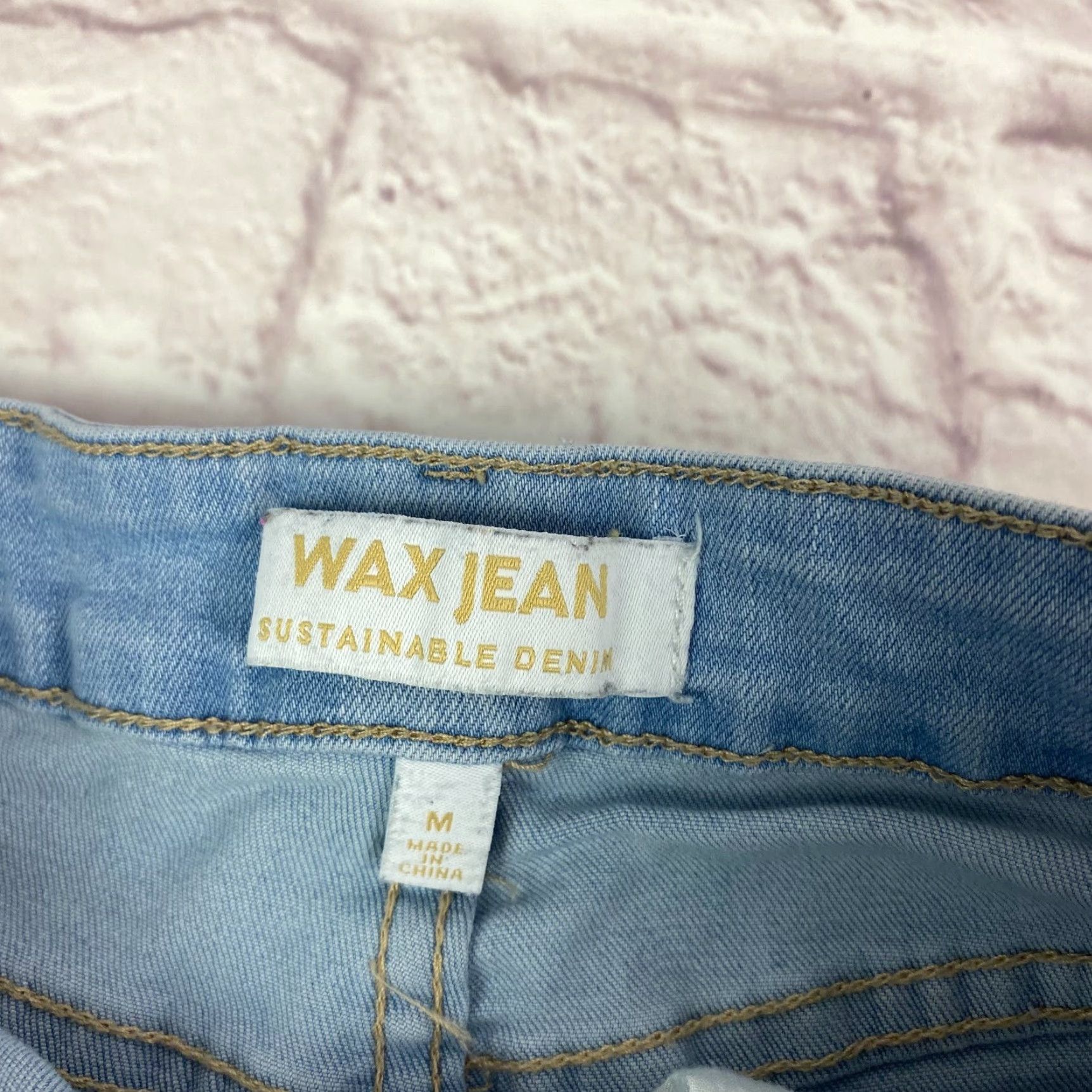 Denime WAX Jean Shorts Denim Teens Size M Mid Rise Distressed Light Wash Blue Size 32" / US 10 / IT 46 - 4 Thumbnail