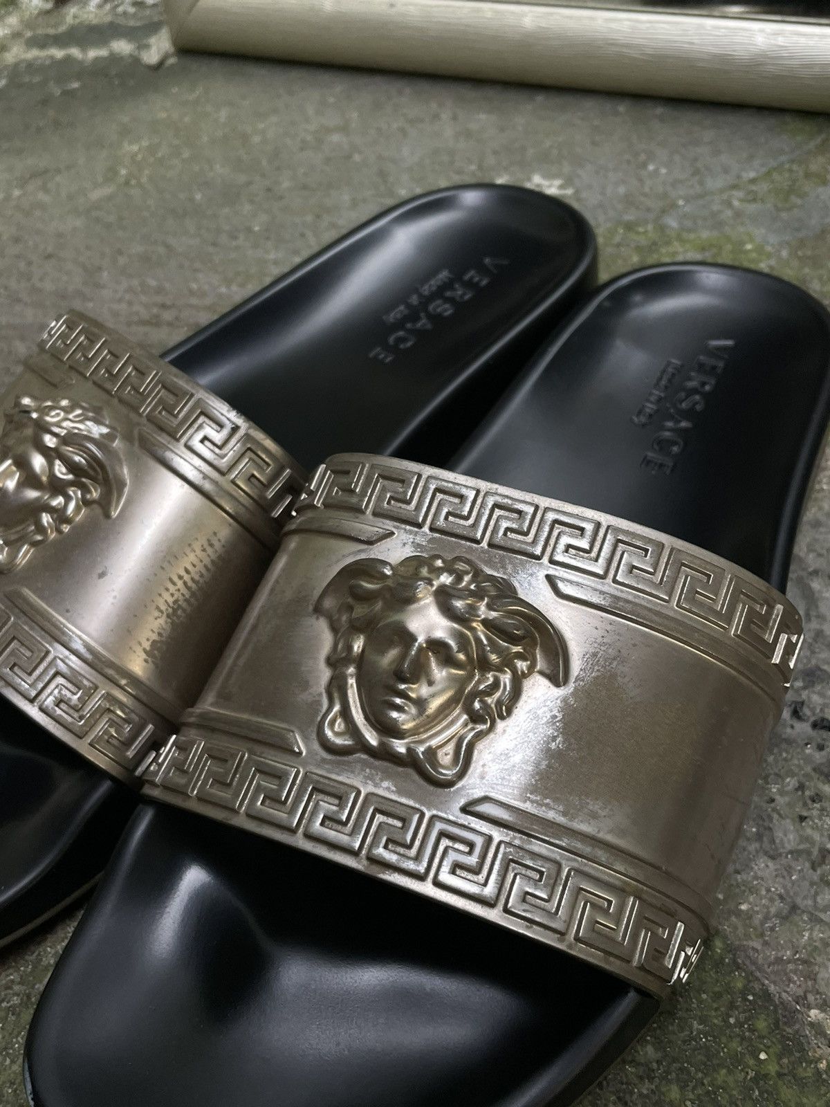 Versace Versace Medusa Gold/Black Slippers Men’s Size US 10.5 / EU 43-44 - 3 Thumbnail