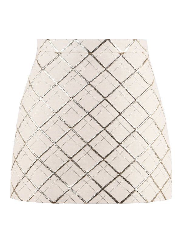 Valentino o1y0326 Mini Skirt in Ivory/Silver Size 27" / US 4 / IT 40 - 1 Thumbnail