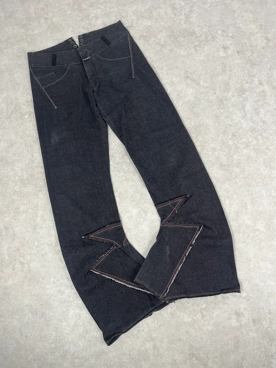 Marithe + Francois Girbaud 2000s Marithé + François Girbaud Dark Grey Avant-Garde Flared Denim Jeans Size US 30 / EU 46 - 5 Thumbnail