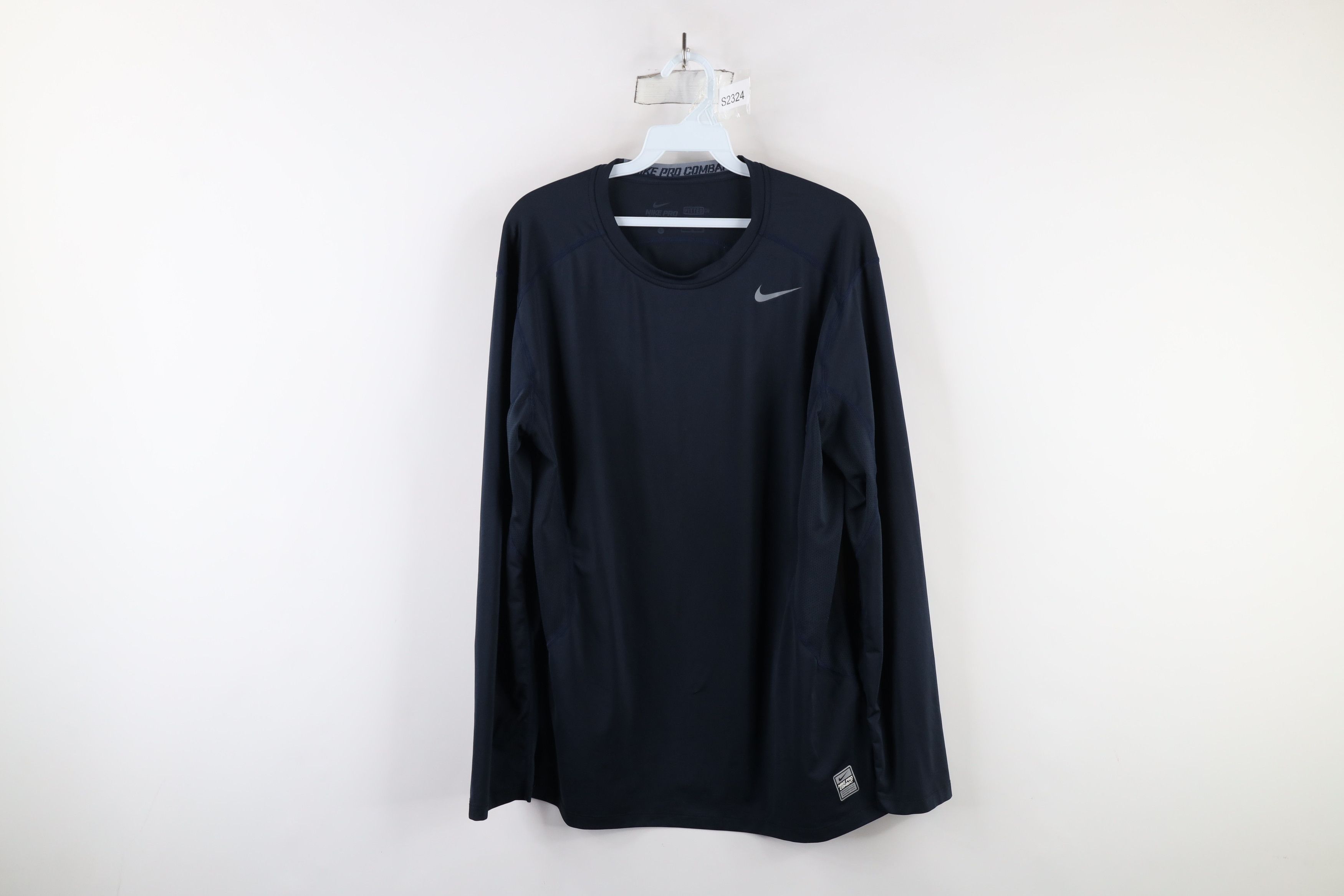 Nike × Vintage Nike Pro Combat Fitted Long Sleeve Training T-Shirt Blue Size US L / EU 52-54 / 3 - 1 Thumbnail