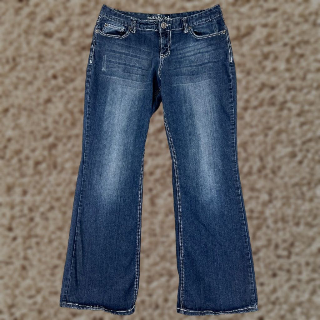 Vintage Maurices Jeans Womens 13 Blue Denim Bootcut Embroidered Cotton Blend Size 34" / US 12 / IT 48 - 1 Thumbnail