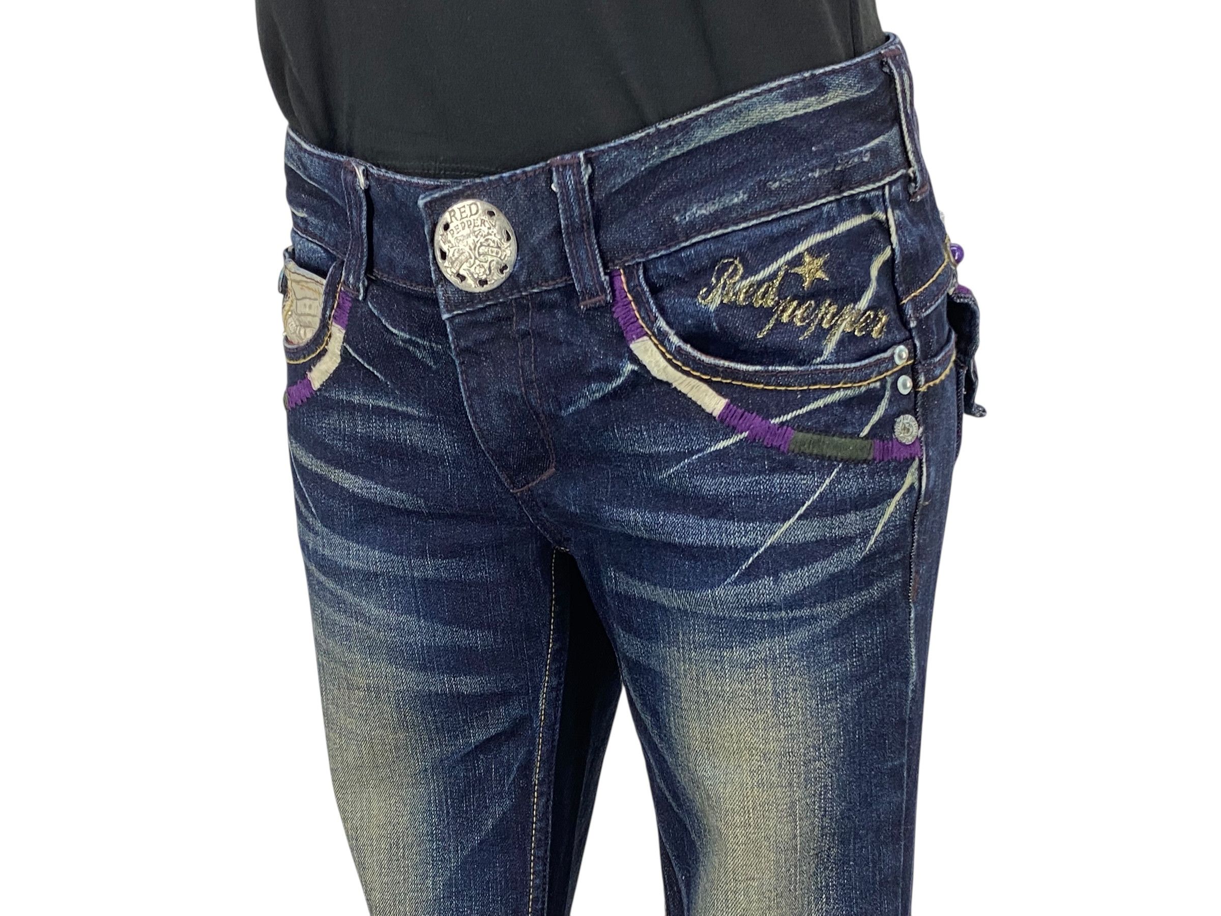Japanese Brand Red Pepper Skinny Jeans Japanese Embroidered Jeans Size 28" / US 6 / IT 42 - 9 Thumbnail
