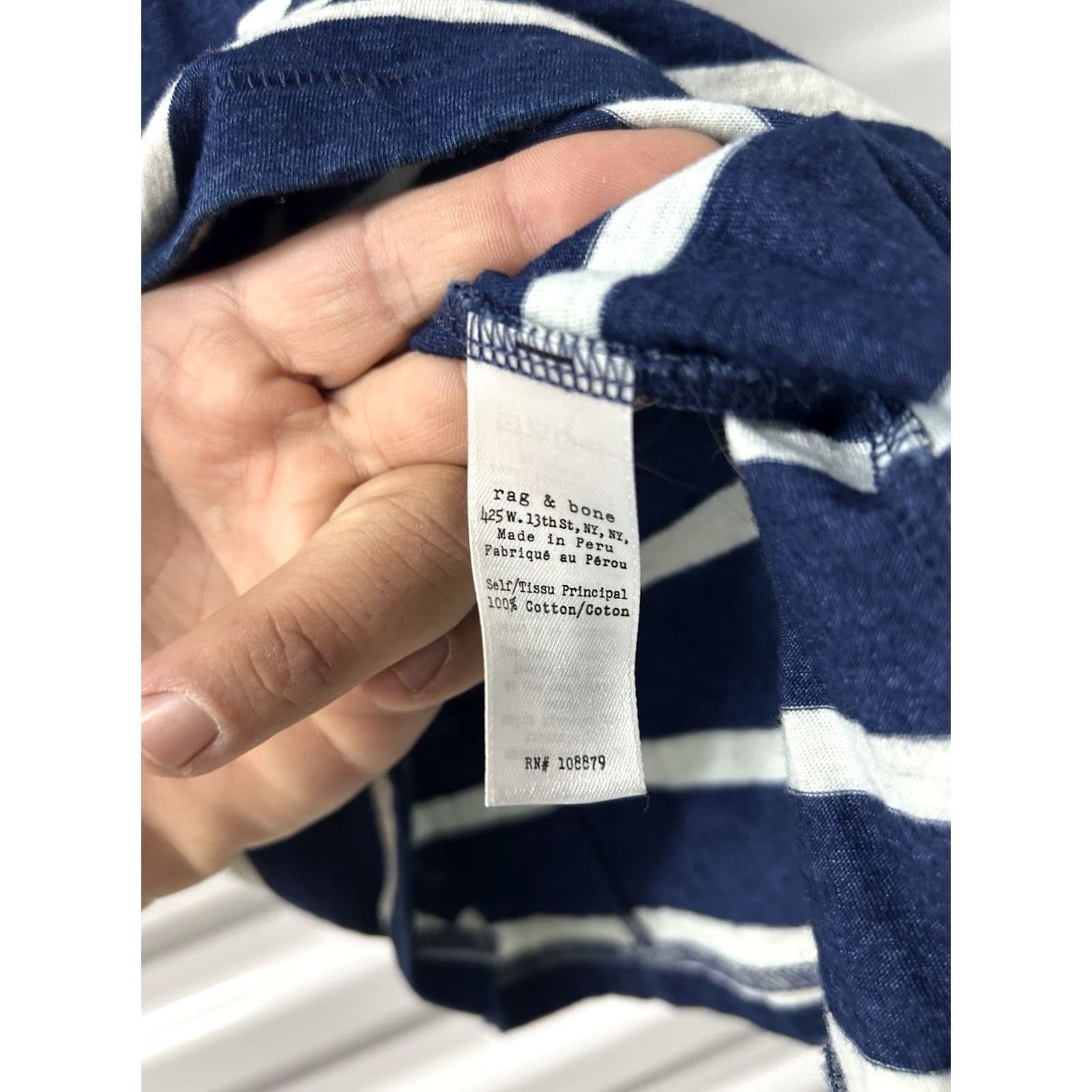 Rag & Bone Womens rag & bone Tank Top Navy White Striped Crew Neck Sleeveless XS Relaxed Fit Cotton Jersey Peru Casual Womens Size XS / US 0-2 / IT 36-38 - 6 Thumbnail