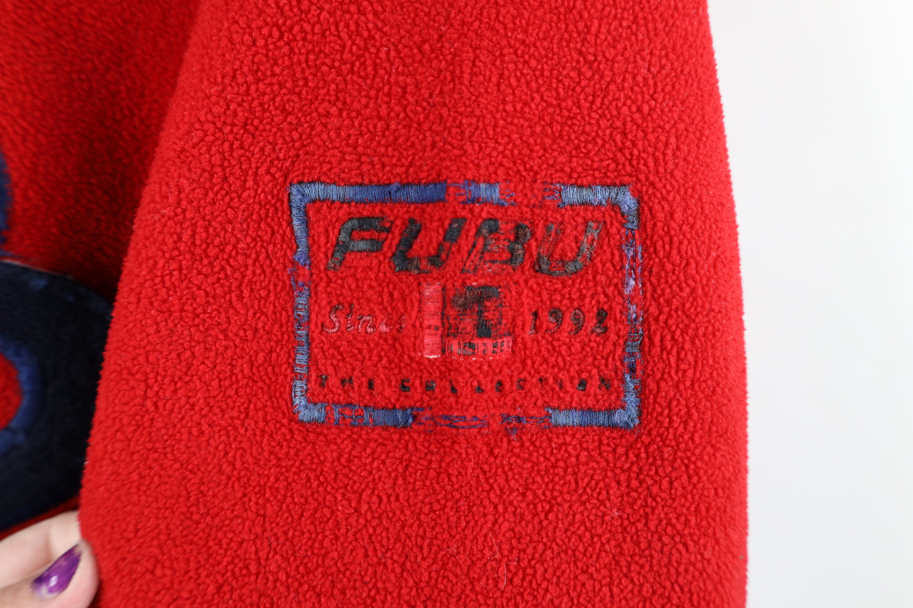 Fubu × Vintage Vintage 90s FUBU Spell Out Baggy Hip Hop Fleece Hoodie Red Size US S / EU 44-46 / 1 - 4 Thumbnail