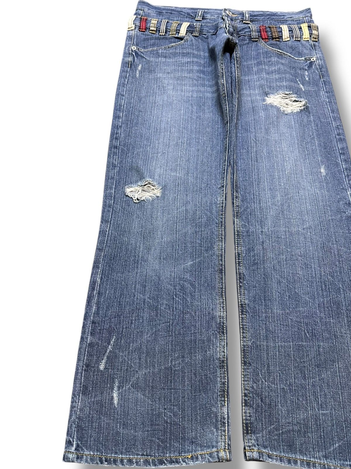 Hysteric Glamour Vintage Japanese Brand Double Waist Grunge Distressed Denim Size US 33 - 3 Thumbnail