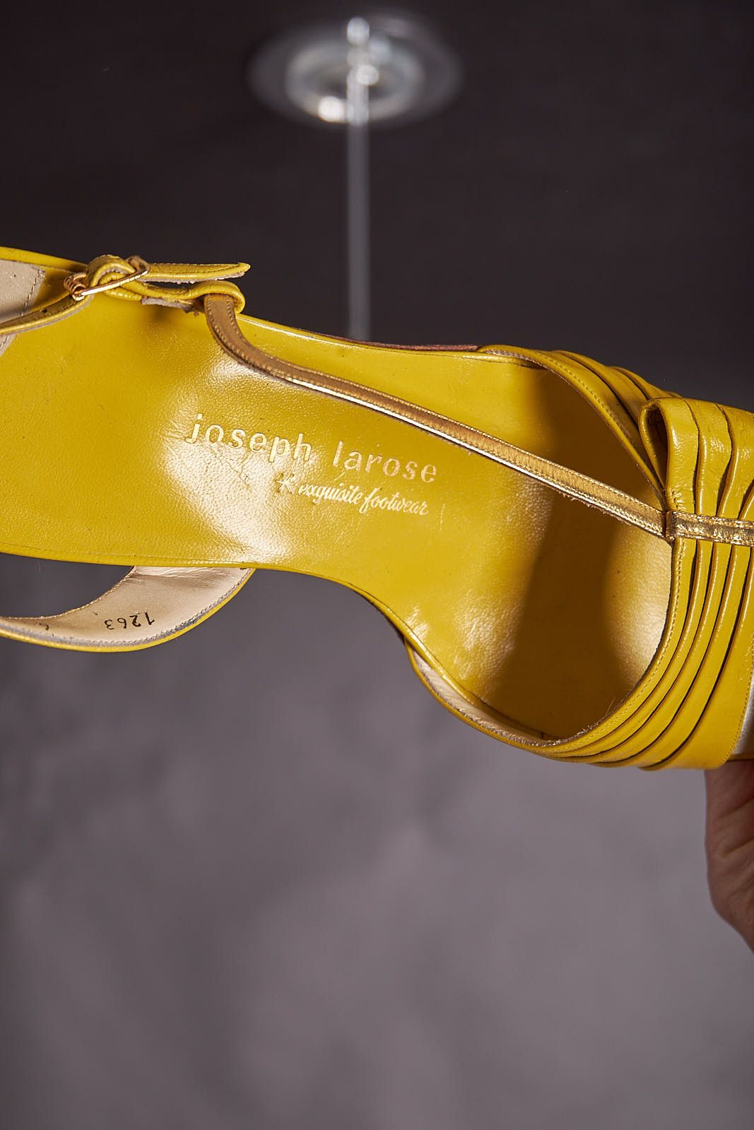 Vintage 1970s Joseph Larose Yellow and Gold Sandals Heels Shoes Size US 6 / IT 36 - 9 Thumbnail