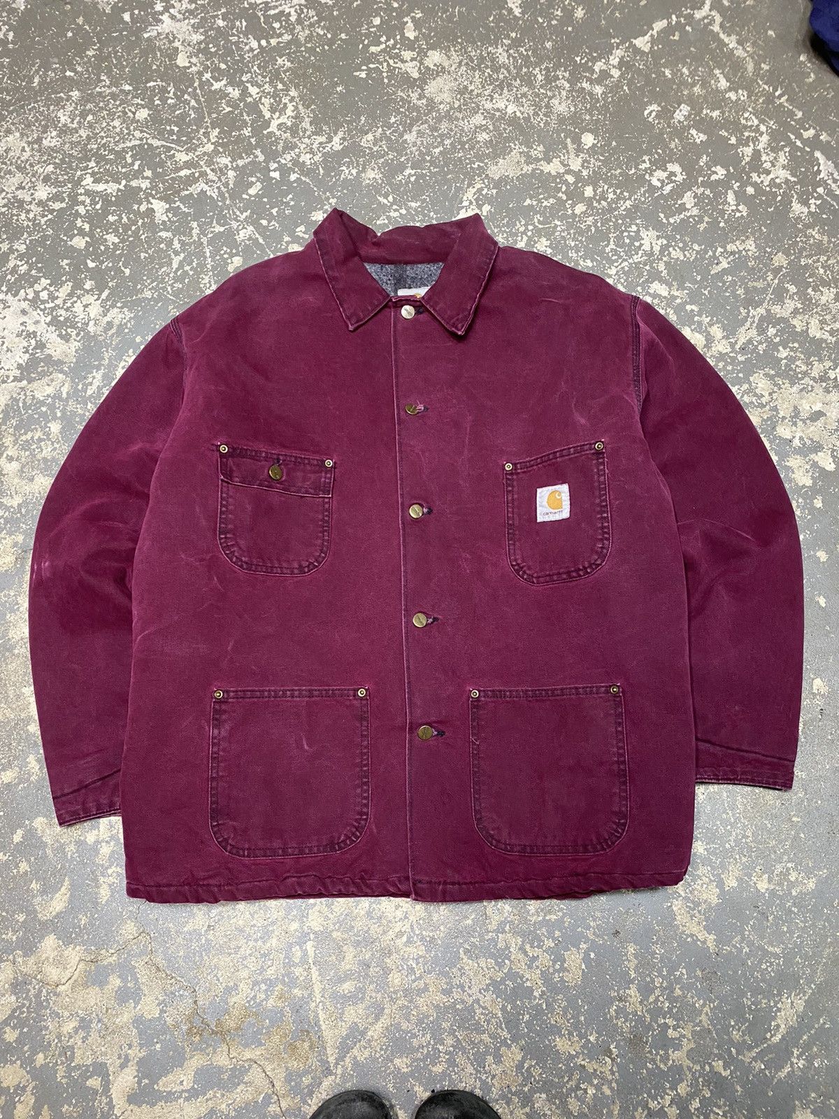Carhartt × Vintage Vintage Carhartt Plum Purple Blanket Lined Chore Jacket 90s Size US XL / EU 56 / 4 - 4 Thumbnail