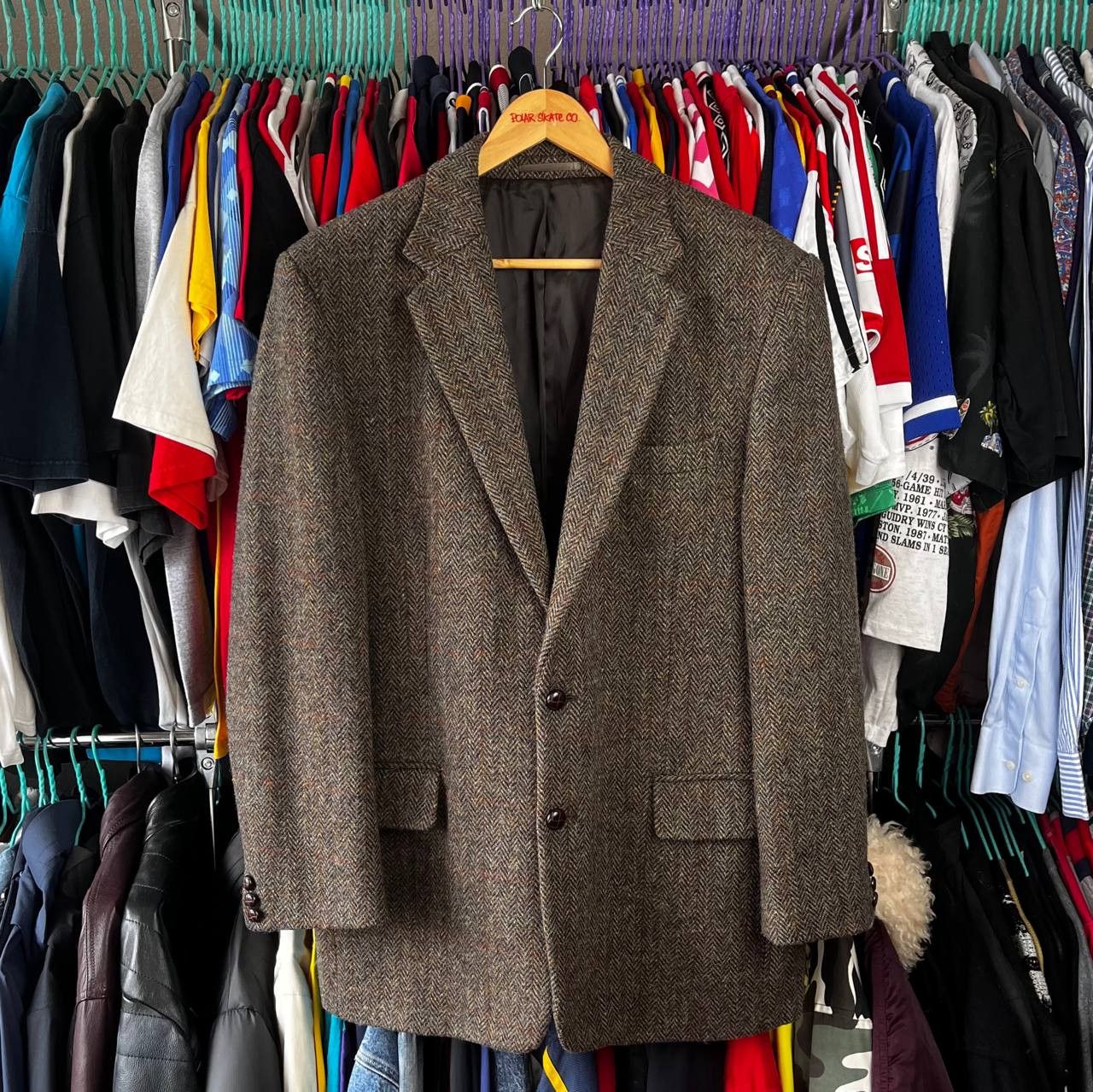 Harris Tweed Harris Tweed Herringbone Brown Wool Coat Blazer Jacket Size 42R - 1 Thumbnail