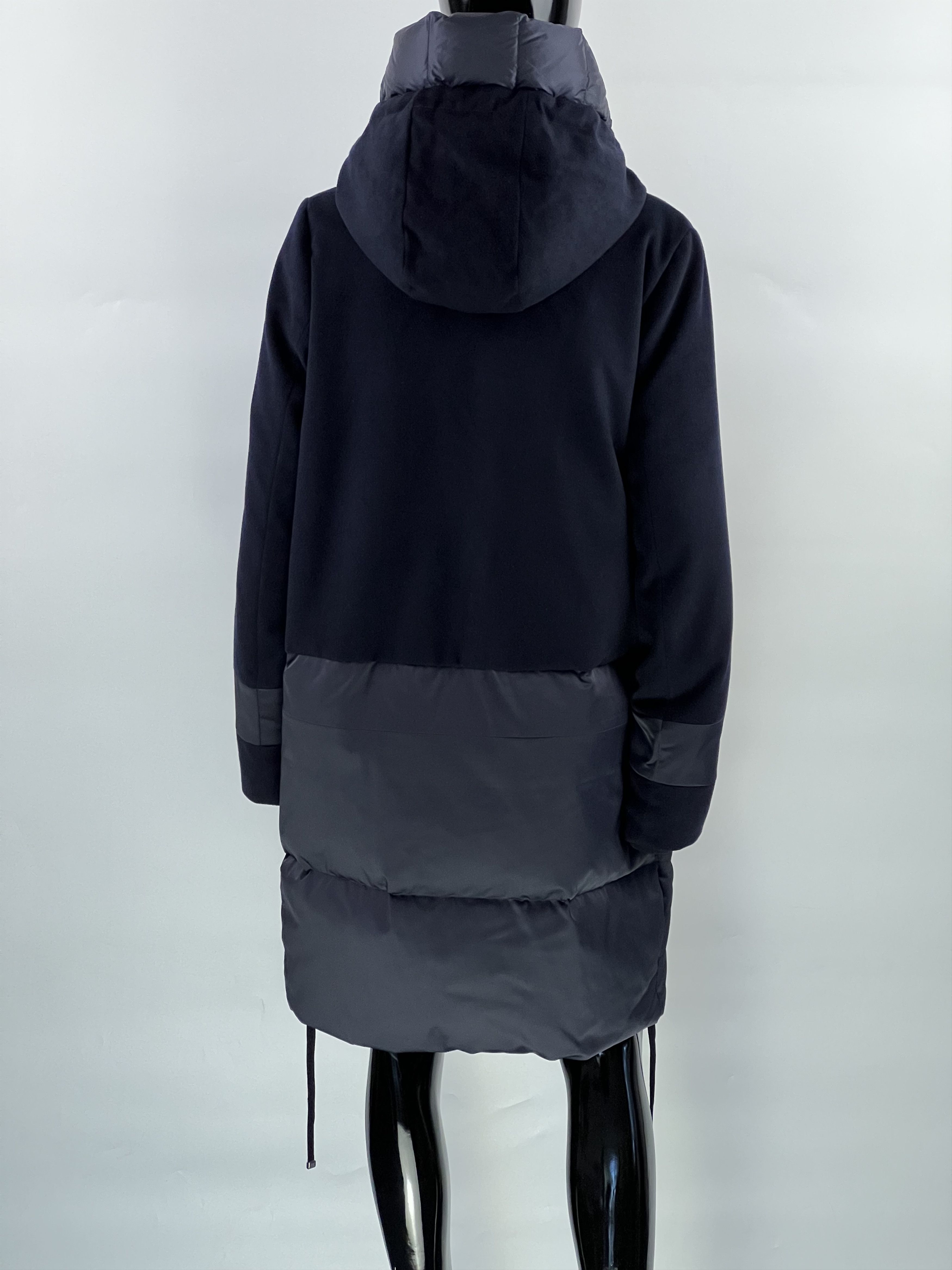 Designer Duno Women's Navy Blue Wool Down Hooded Jacket Size IT48 Size XL / US 12-14 / IT 48-50 - 3 Thumbnail