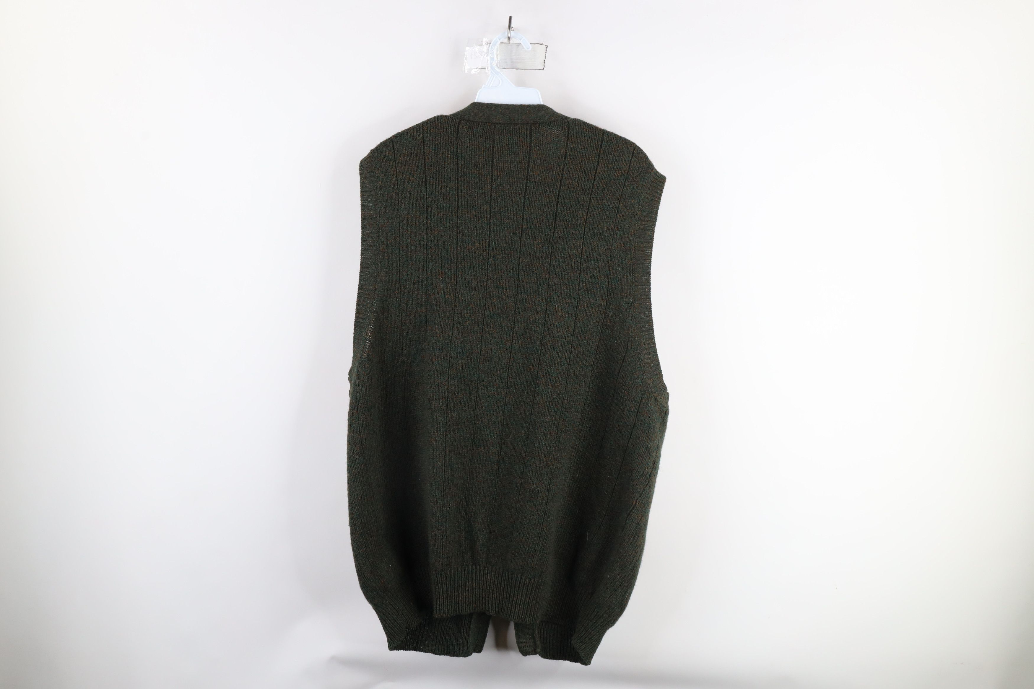Vintage Vintage 90s Streetwear Wool Knit Cardigan Sweater Vest Green Size US XL / EU 56 / 4 - 9 Thumbnail