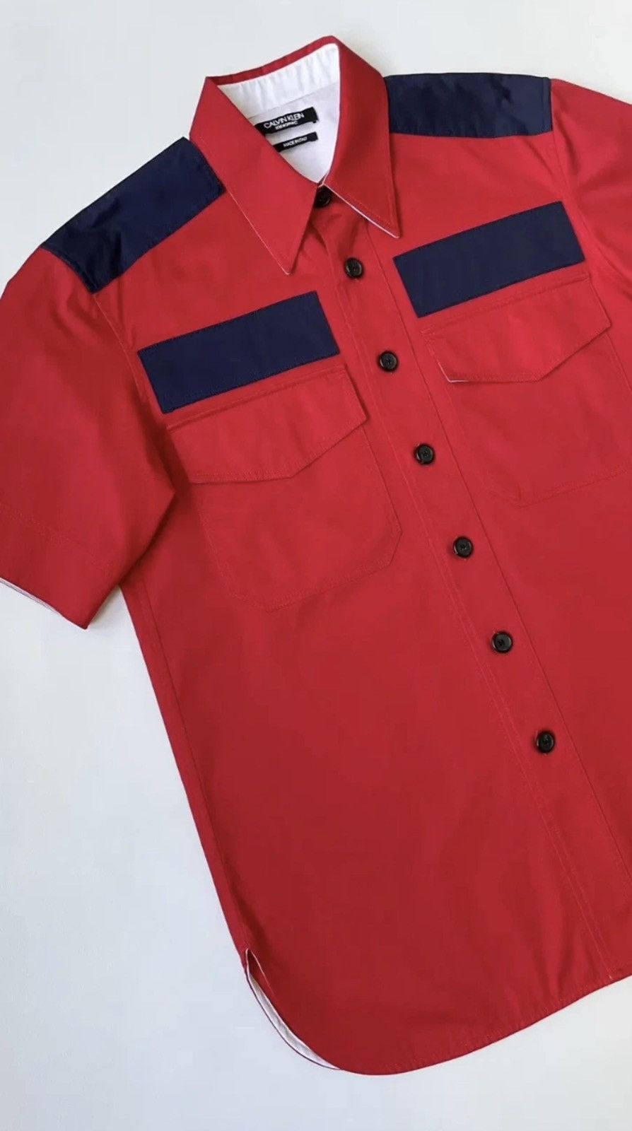 Calvin Klein 205W39NYC A/W 18 Red Cotton ‘Officer’ Shirt Size US M / EU 48-50 / 2 - 2 Thumbnail