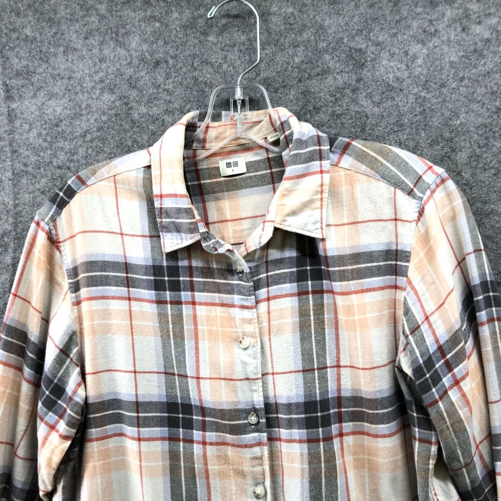 Uniqlo Uniqlo Flannel Shirt Mens S Long Sleeve Lightweight Cotton Cream Plaid Overshirt Size US S / EU 44-46 / 1 - 3 Thumbnail