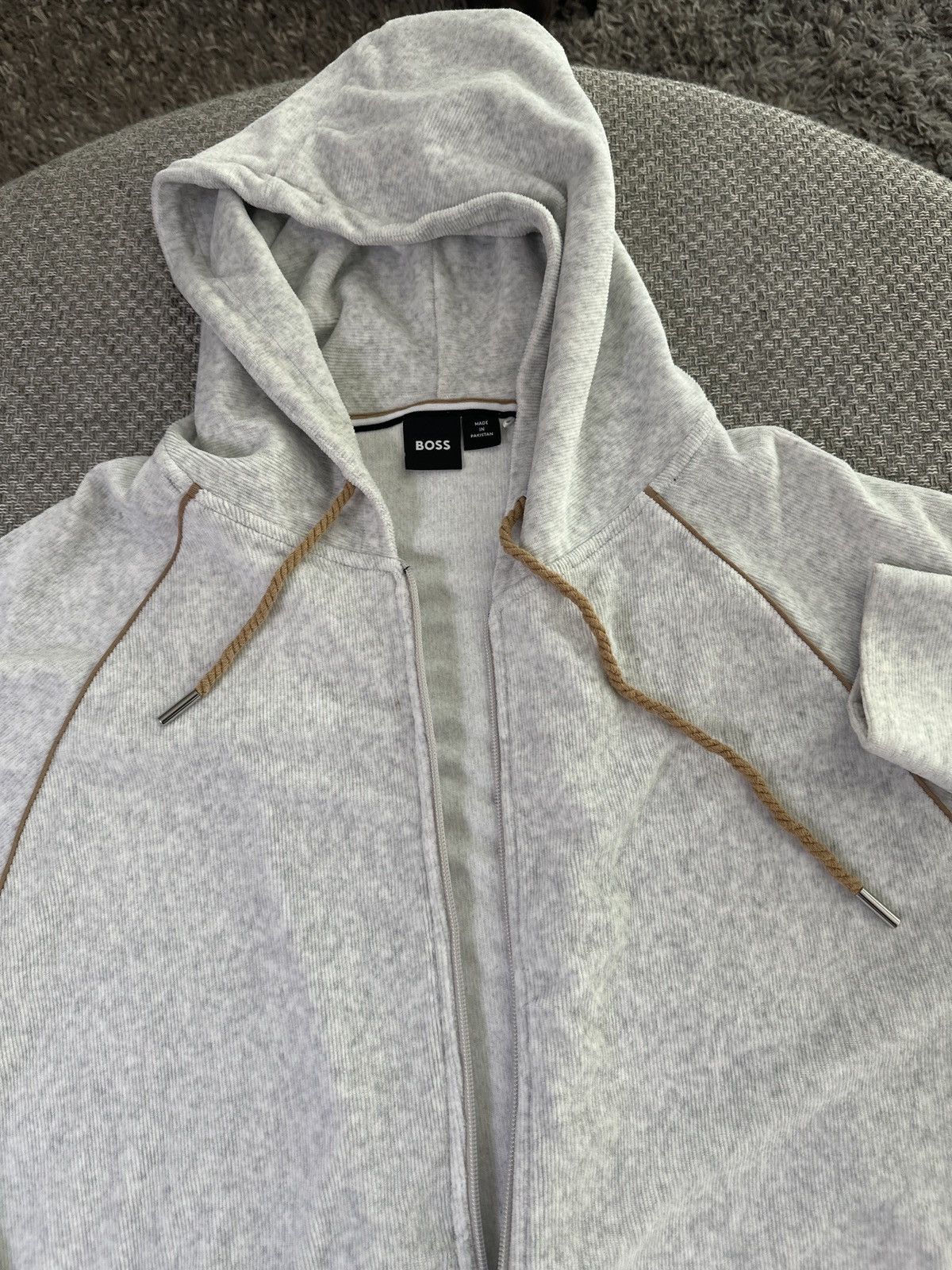 Hugo Boss BOSS Hugo Boss Light Gray Zip Hoodie XL Size US XL / EU 56 / 4 - 2 Thumbnail