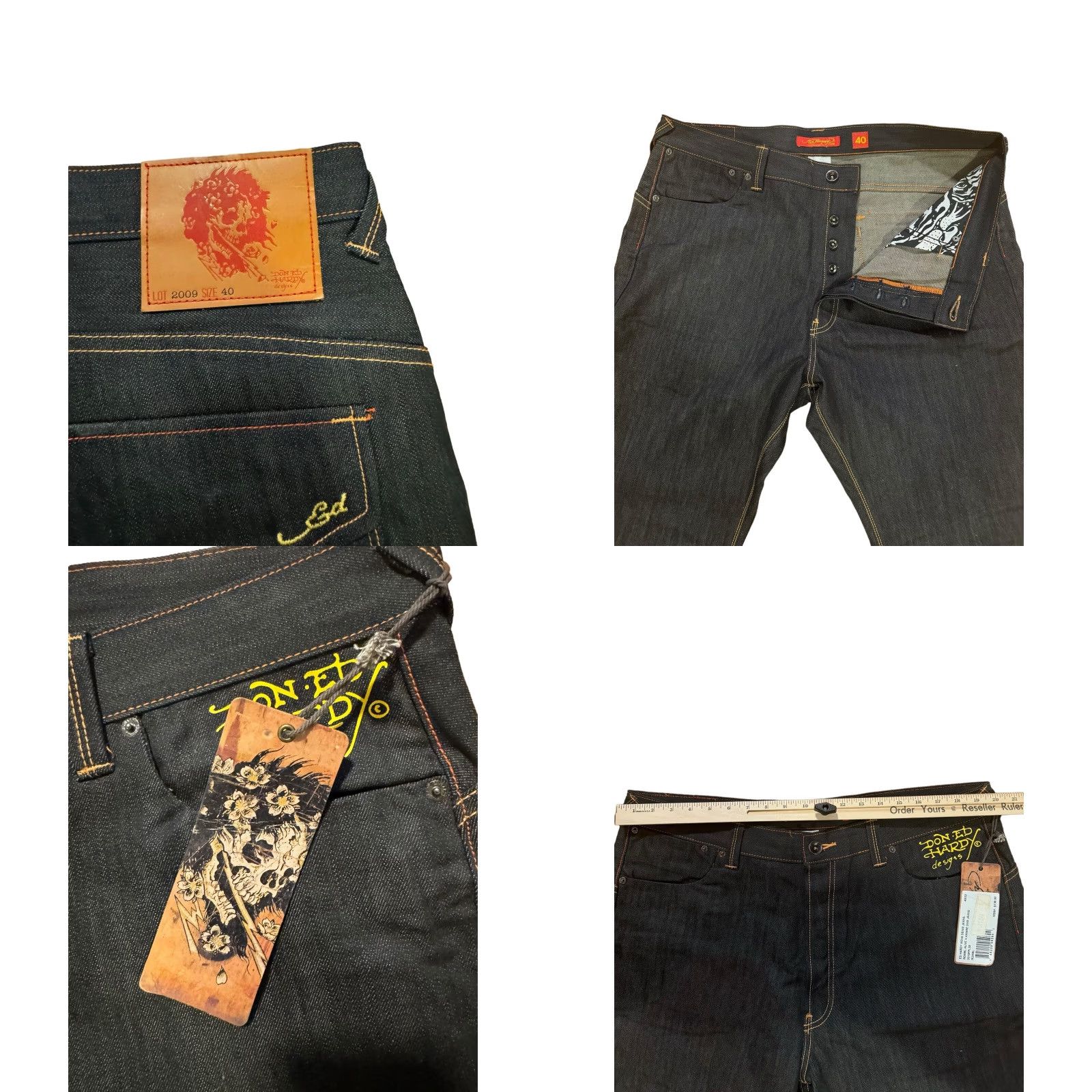 Ed Hardy VINTAGE Ed Hardy Tiger RDMBL Alive N Aware Denim Jeans 40x32 Mens Jeans 5-Pocket Design Black Cotton Denim Embroidered Relaxed Wide-Leg INSEAM 32 in Size US 40 / EU 56 - 9 Thumbnail