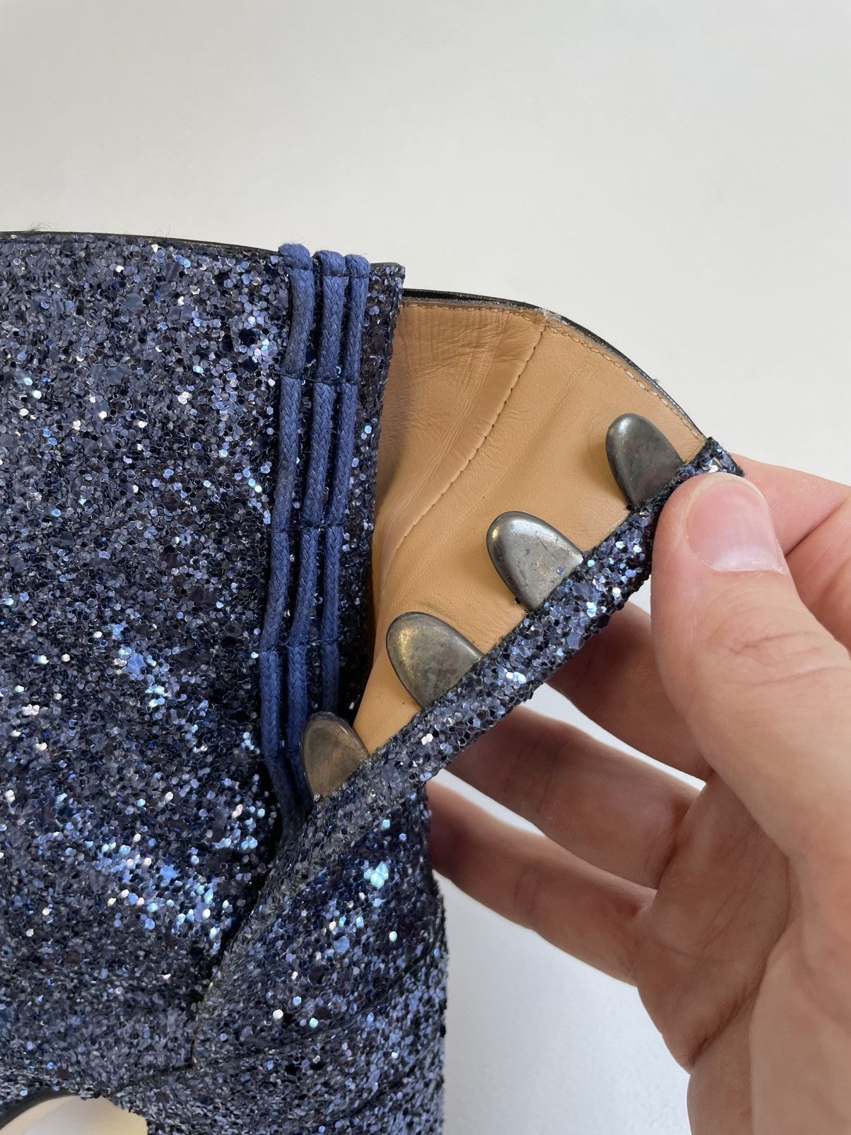 Maison Margiela Metallic Blue Glitter Tabi Boots Size US 6 / IT 36 - 16 Thumbnail