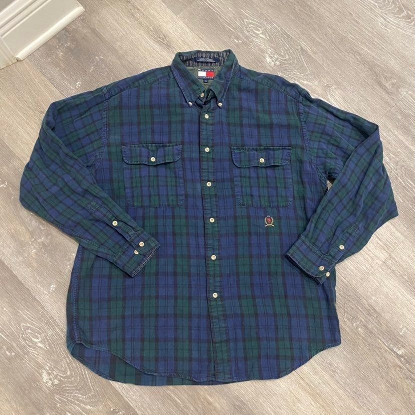 Tommy Hilfiger Vintage Tommy Hilfiger Plaid Shirt Men L Bin I-24 Size US L / EU 52-54 / 3 - 1 Thumbnail