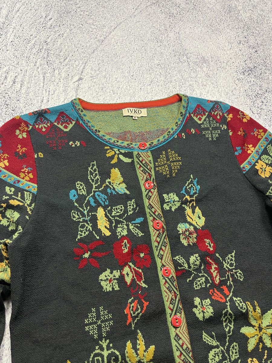 Japanese Brand IVKO Geometric Pattern Flowers Motif Women’s Cardigan Size S / US 4 / IT 40 - 5 Thumbnail