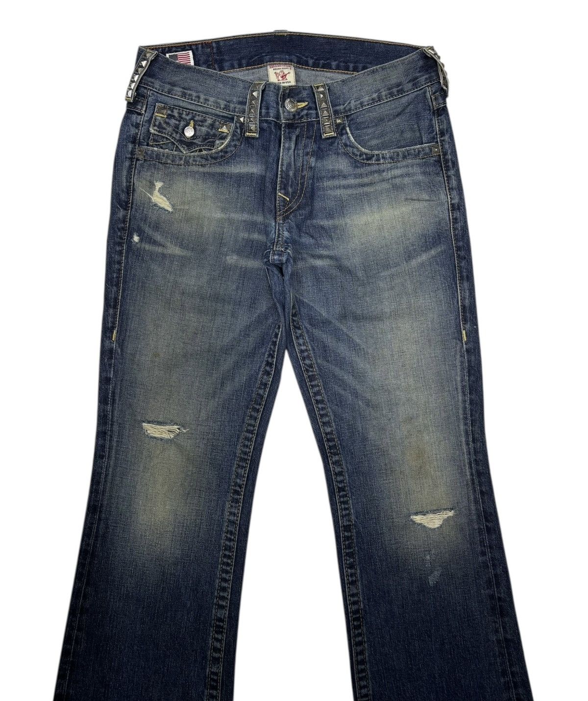 Hysteric Glamour × Le Grande Bleu (L.G.B.) × True Religion TRUE RELIGION METAL STUDDED FLARE JEANS BOOTCUT BILLY Size US 32 / EU 48 - 5 Thumbnail