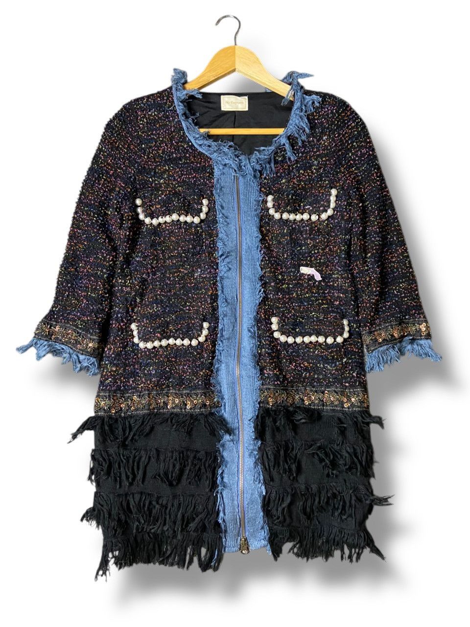 Japanese Brand × Vintage Re Verofonna Brand Tweed Ruffles Jacket (127) Size XXS / US 00 / IT 34 - 1 Thumbnail