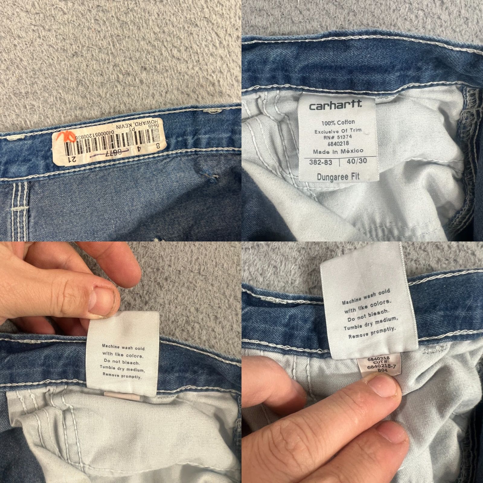 Carhartt Carhartt Jeans Mens 40x30 Blue Dungaree Fit 382-83 Distressed Denim Workwear USA Logo 90s Mens Jeans Size US 40 / EU 56 - 8 Thumbnail
