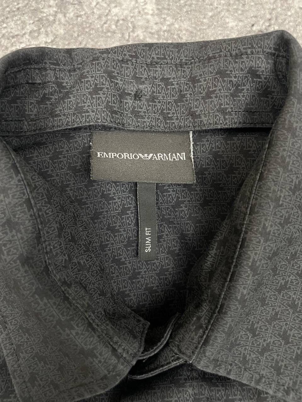 Armani Emporio Armani Men Cotton Shirt Slim Fit Pattern Grey Size US S / EU 44-46 / 1 - 4 Thumbnail