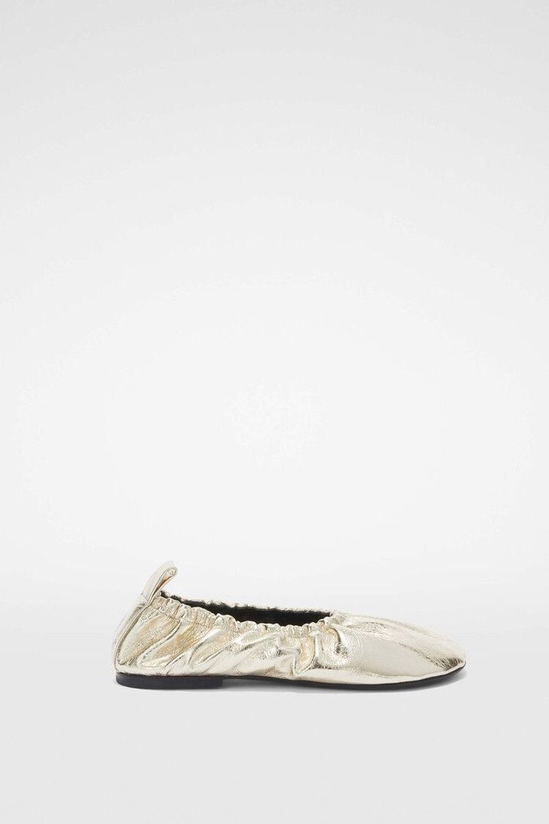 Jil Sander o1loc1c0426 Metallic Leather Ballerinas in Golden Size US 5 / IT 35 - 1 Thumbnail