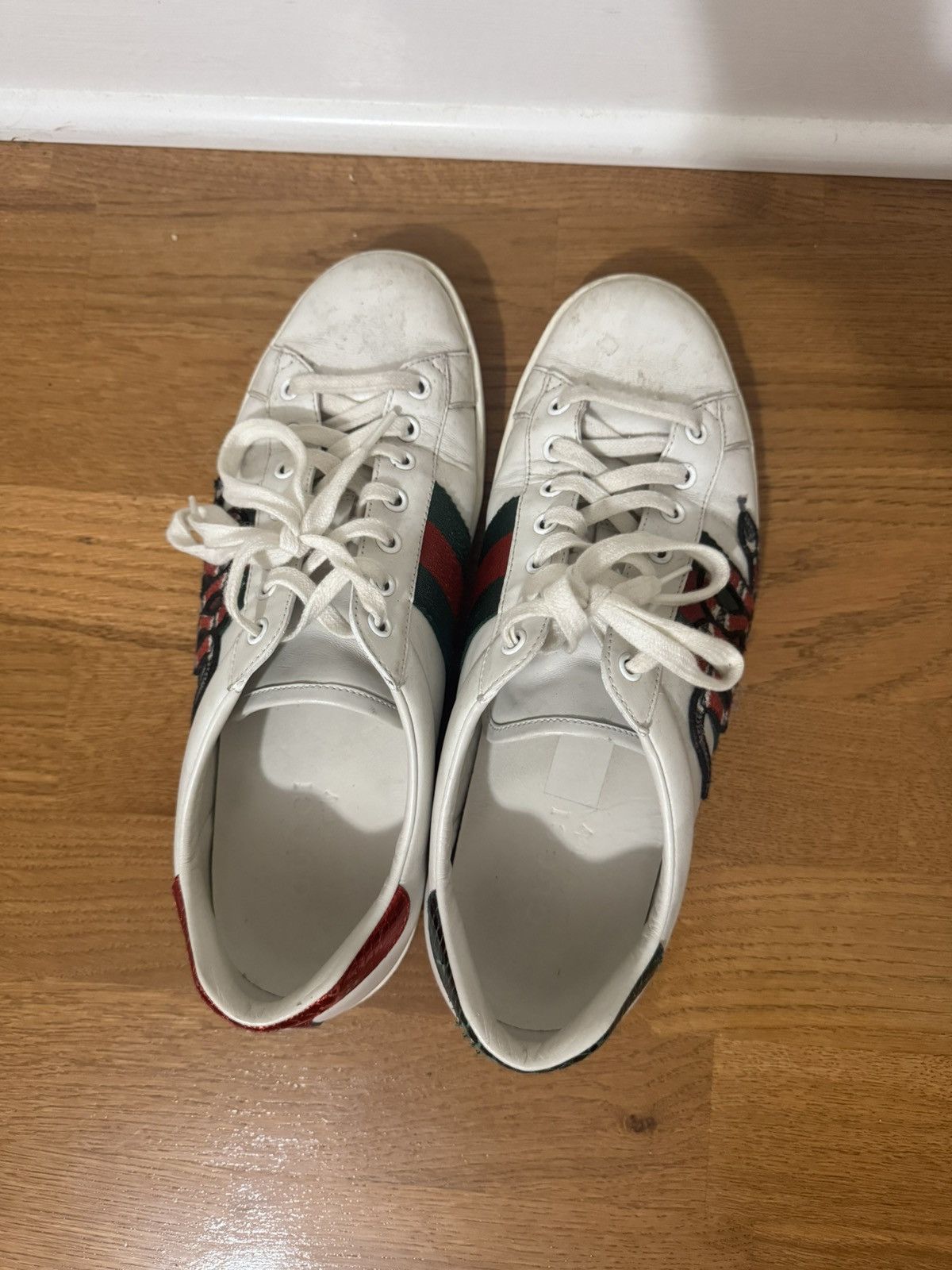 Gucci Gucci Ace Embroidered Snake Leather Sneakers Size US 8.5 / EU 41-42 - 4 Thumbnail