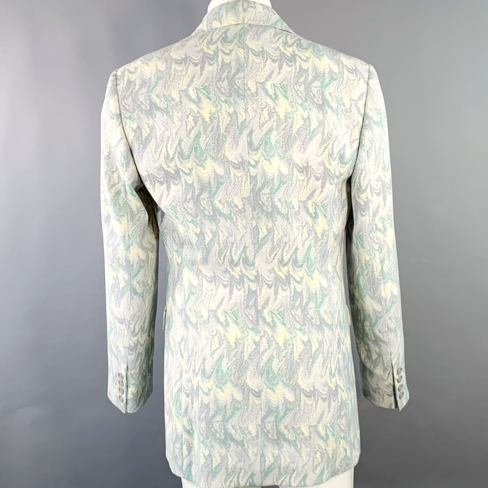 Alexander McQueen ALEXANDER MCQUEEN Vintage Size 40 Grey Green Print Notch Lapel Sport Coat Mens Jacket Size US XXS / EU 40 - 4 Thumbnail