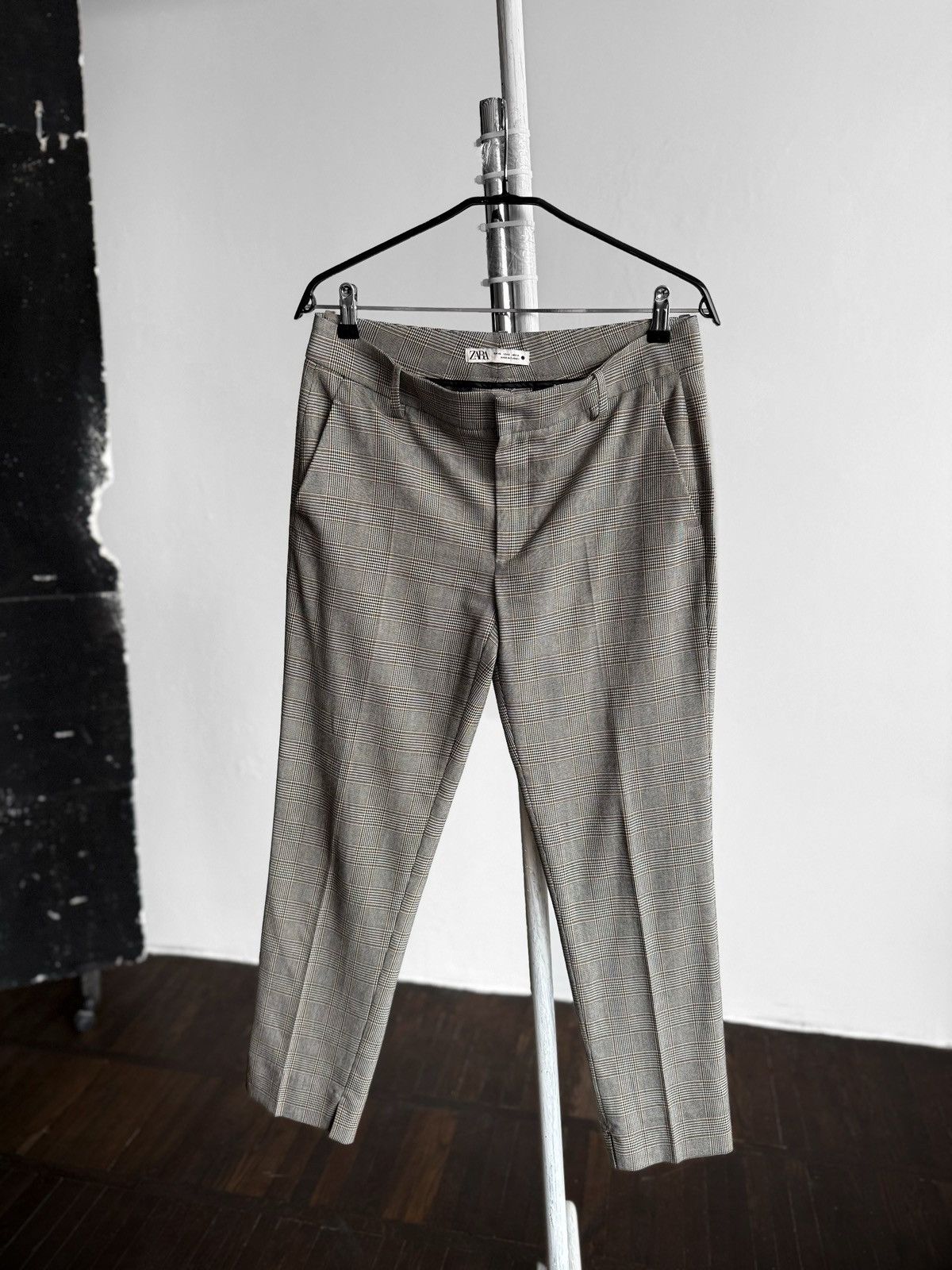 Zara Zara Womens Grey Plaid Check Ankle Tapered Trousers Pants Size 34" / US 12 / IT 48 - 2 Thumbnail