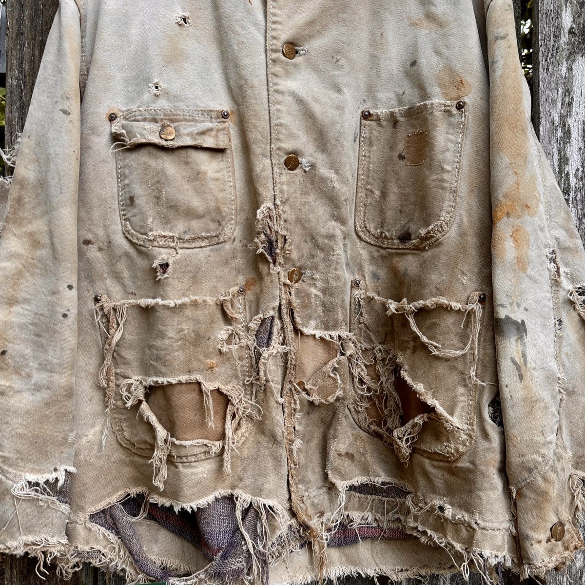 Carhartt × Vintage 70s Thrashed Carhartt miner Homeless Chore Coat Boro Crash Size US L / EU 52-54 / 3 - 10 Thumbnail