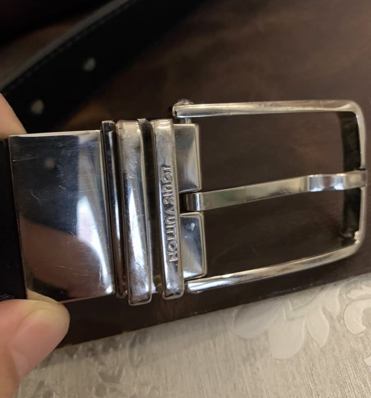 Louis Vuitton LOUIS VUITTON Black Damier Graphite Belt Size ONE SIZE - 5 Thumbnail
