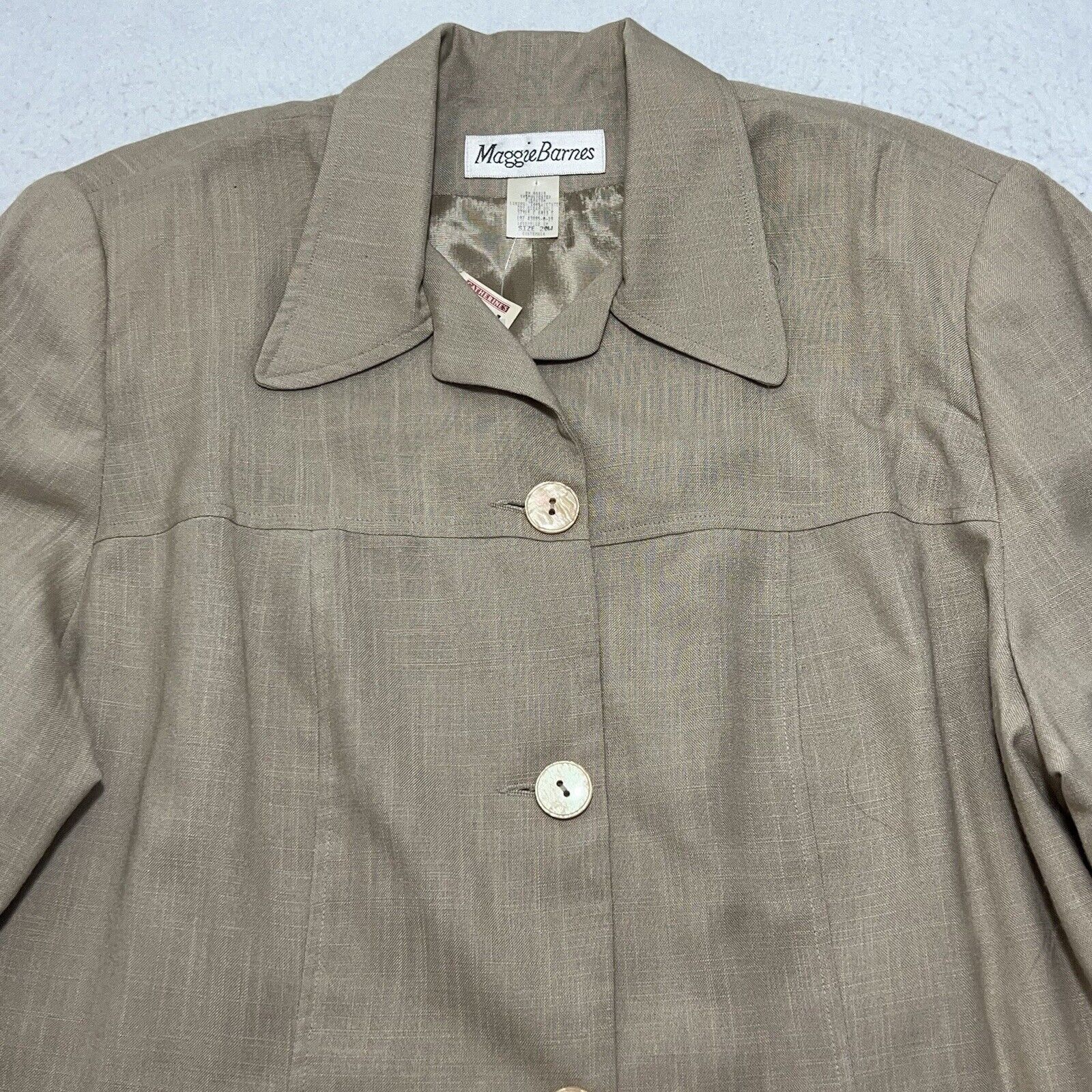 Vintage Vintage Maggie Barnes Button Front Blazer Beige Jacket Size 3XL / US 20-22 - 2 Thumbnail