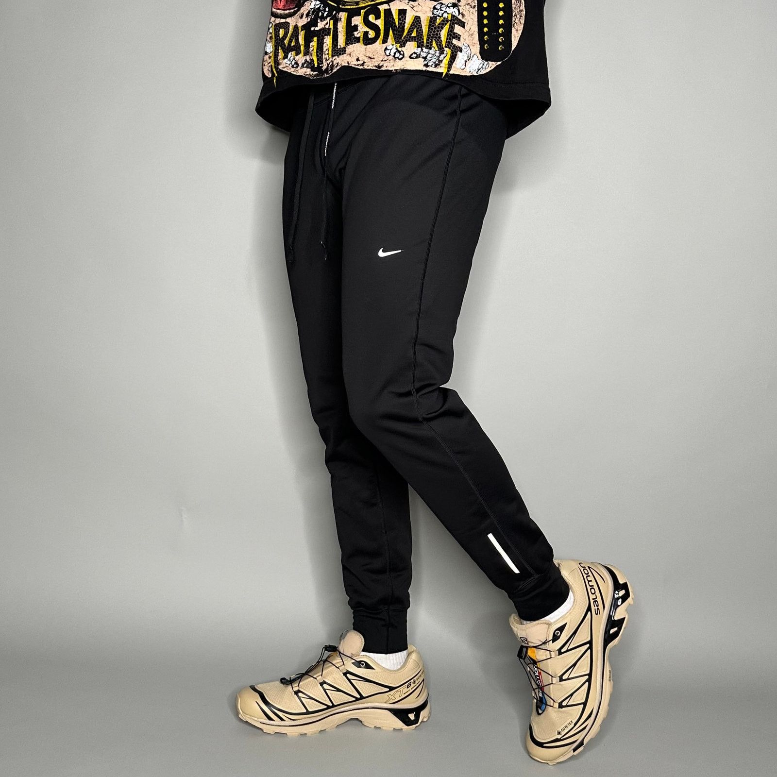 Crazy Nike Sweatpants Jet Black Polyester Joggers White