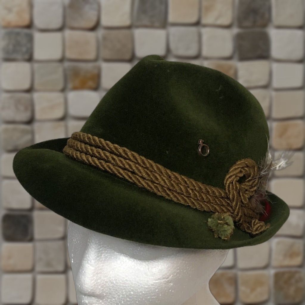 FELT VINTAGE Resistol Manhattan Fedora Hat Men 6 7/8 Green Felt Casual German Style Size ONE SIZE - 1 Thumbnail