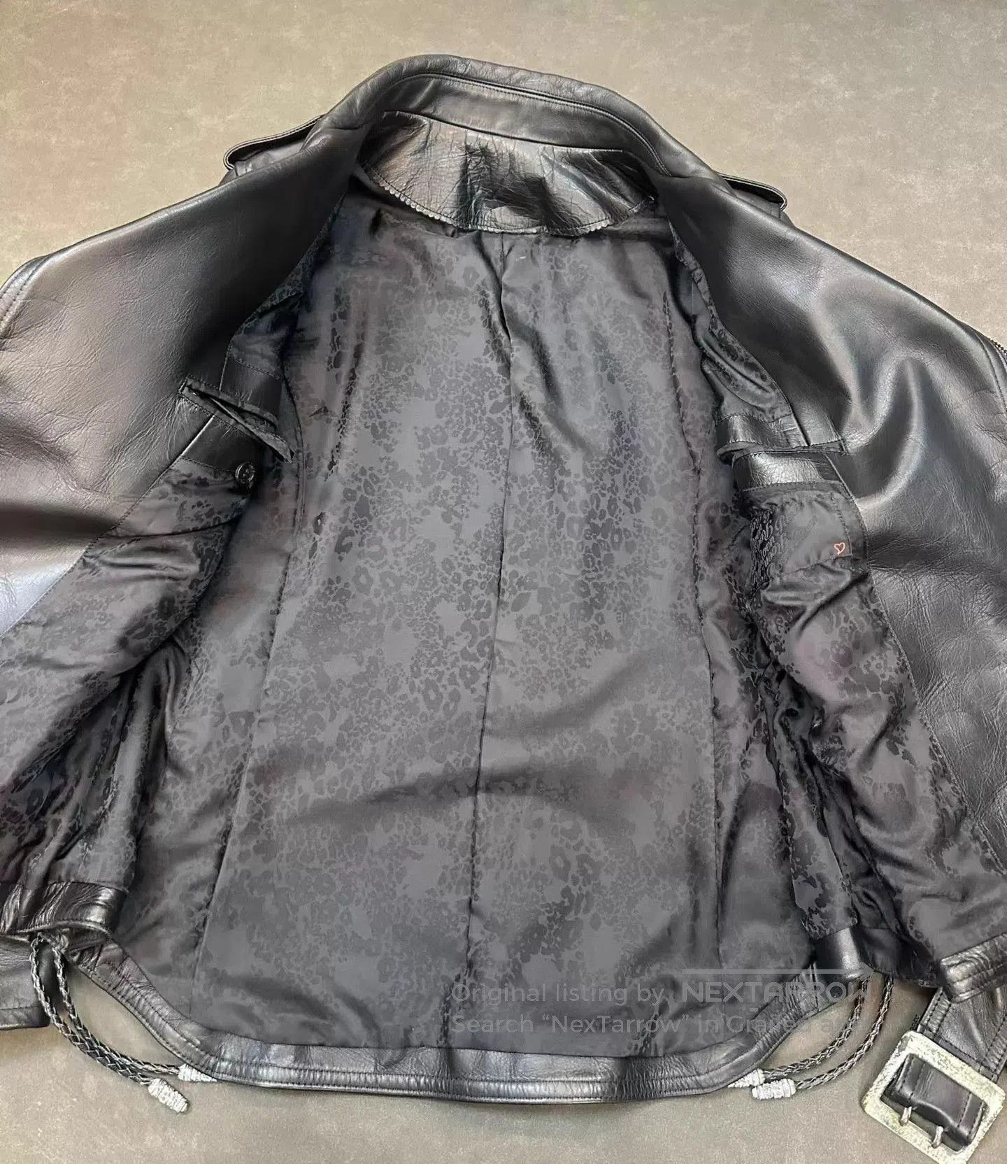 Roen Black Leather Biker Jacket with Belt and Embellishments. Size US S / EU 44-46 / 1 - 3 Thumbnail
