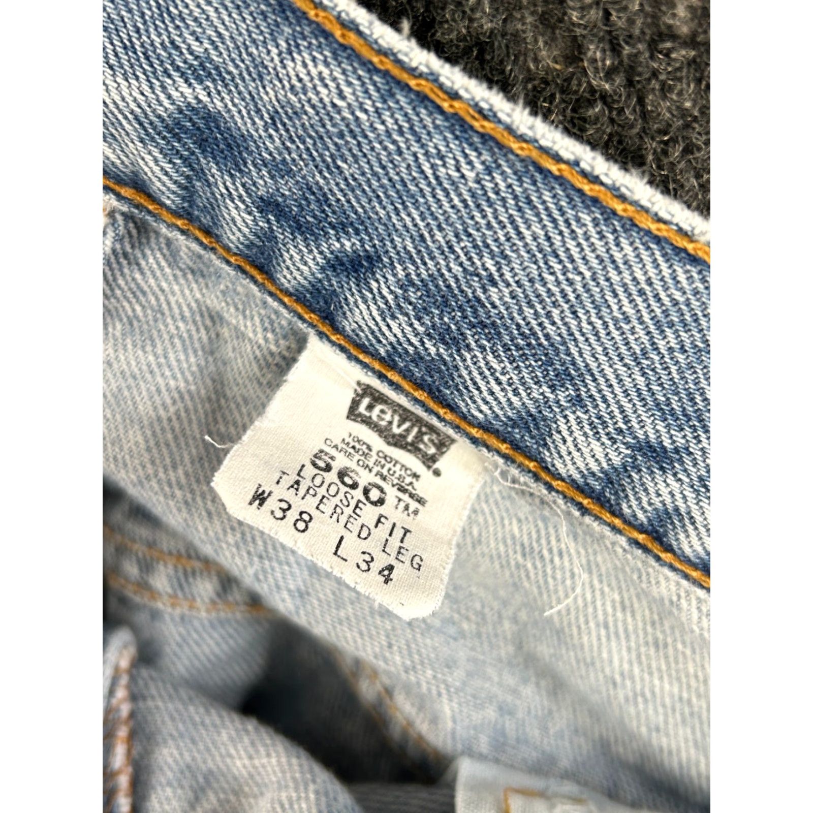Levi's VINTAGE Levi’s Jeans 560 38 x 34 USA Distressed 5-Pocket Denim Jeans - Relaxed Fit, Tapered, Blue, Vintage Size US 38 / EU 54 - 5 Thumbnail