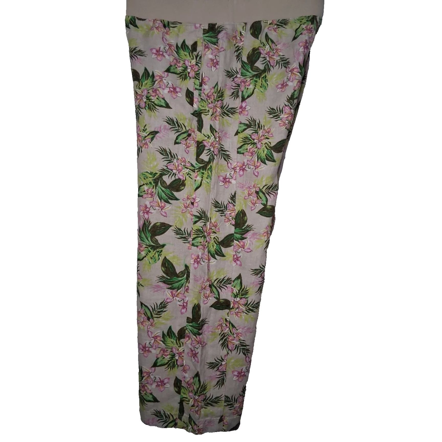 J. Jill J. Jill Love Linen Pants Women S Beige Pink Floral Wide-Leg Cropped Beach Lounge Cropped Linen Pants Summer Spring Beachwear Womens Size 28" / US 6 / IT 42 - 3 Thumbnail