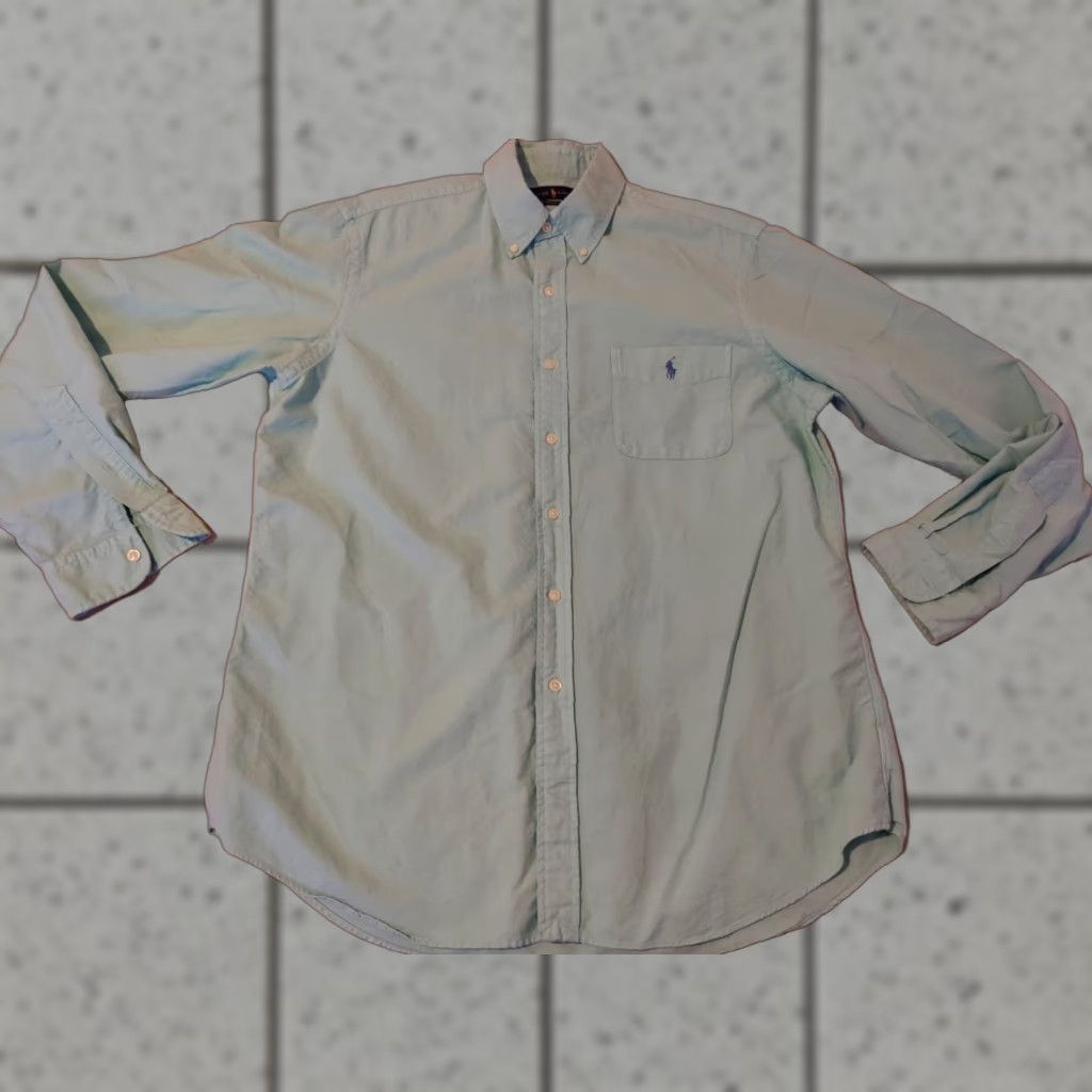 Polo Ralph Lauren Polo Ralph Lauren Dress Shirt Mens L Green Button Cotton Size 42R - 1 Thumbnail