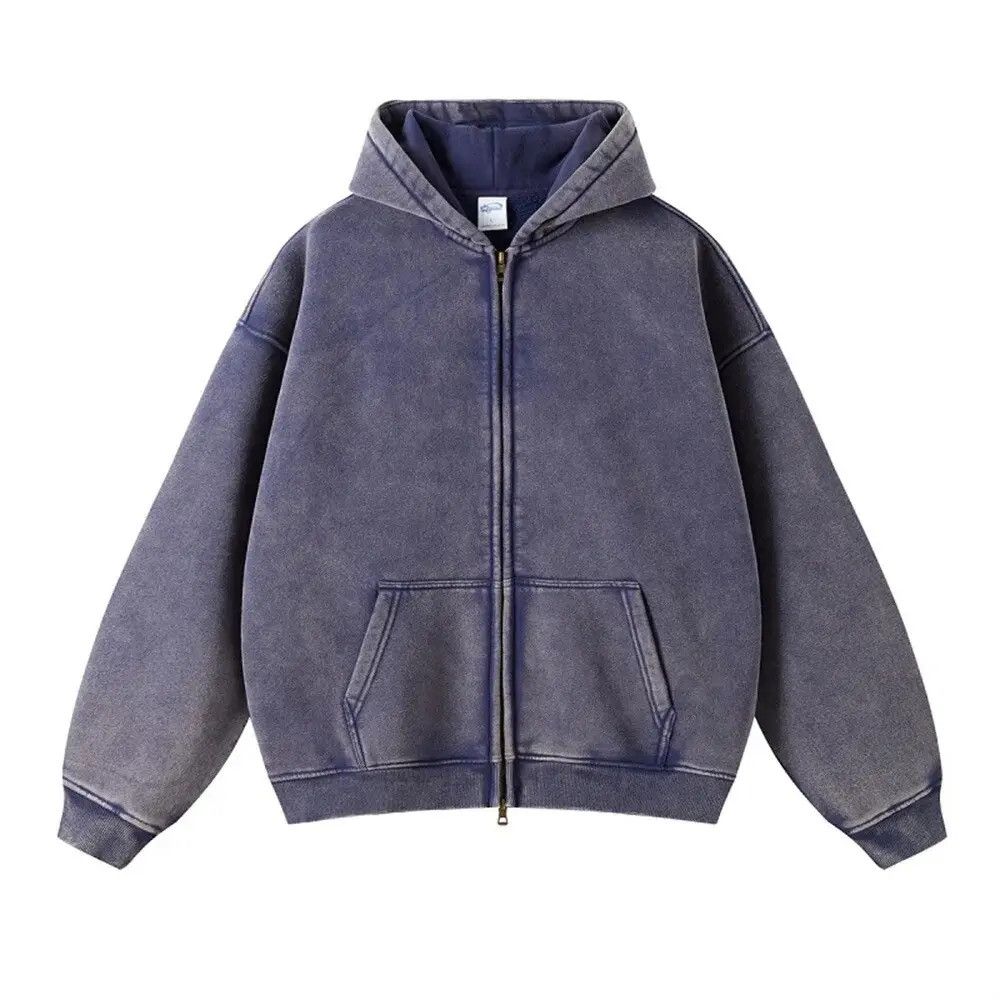 Japanese Brand × Vintage Washed Distressed Loose Zipper Hoodie Sweatshirt y2k Size US M / EU 48-50 / 2 - 1 Thumbnail