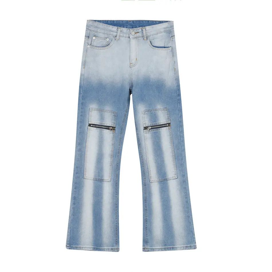 Japanese Brand Retro loose patchwork zipper jeans Size US 32 / EU 48 - 5 Thumbnail