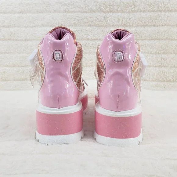 DEMONIA Slacker 50 Pink Glitter Platform Sneaker Ankle Boot