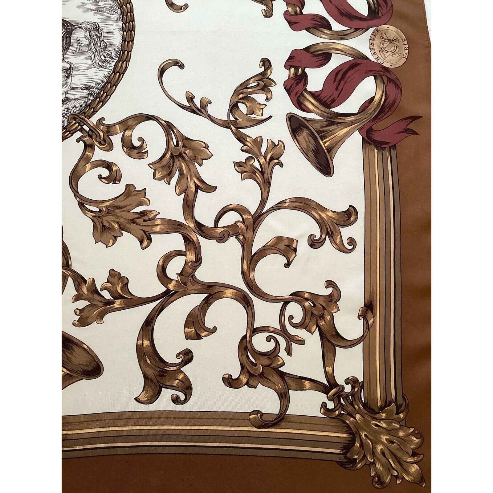Other CHASSEUR PARIS Ivory Brown Hunting Print Scarf 35" SQR EX CO Size ONE SIZE - 8 Thumbnail