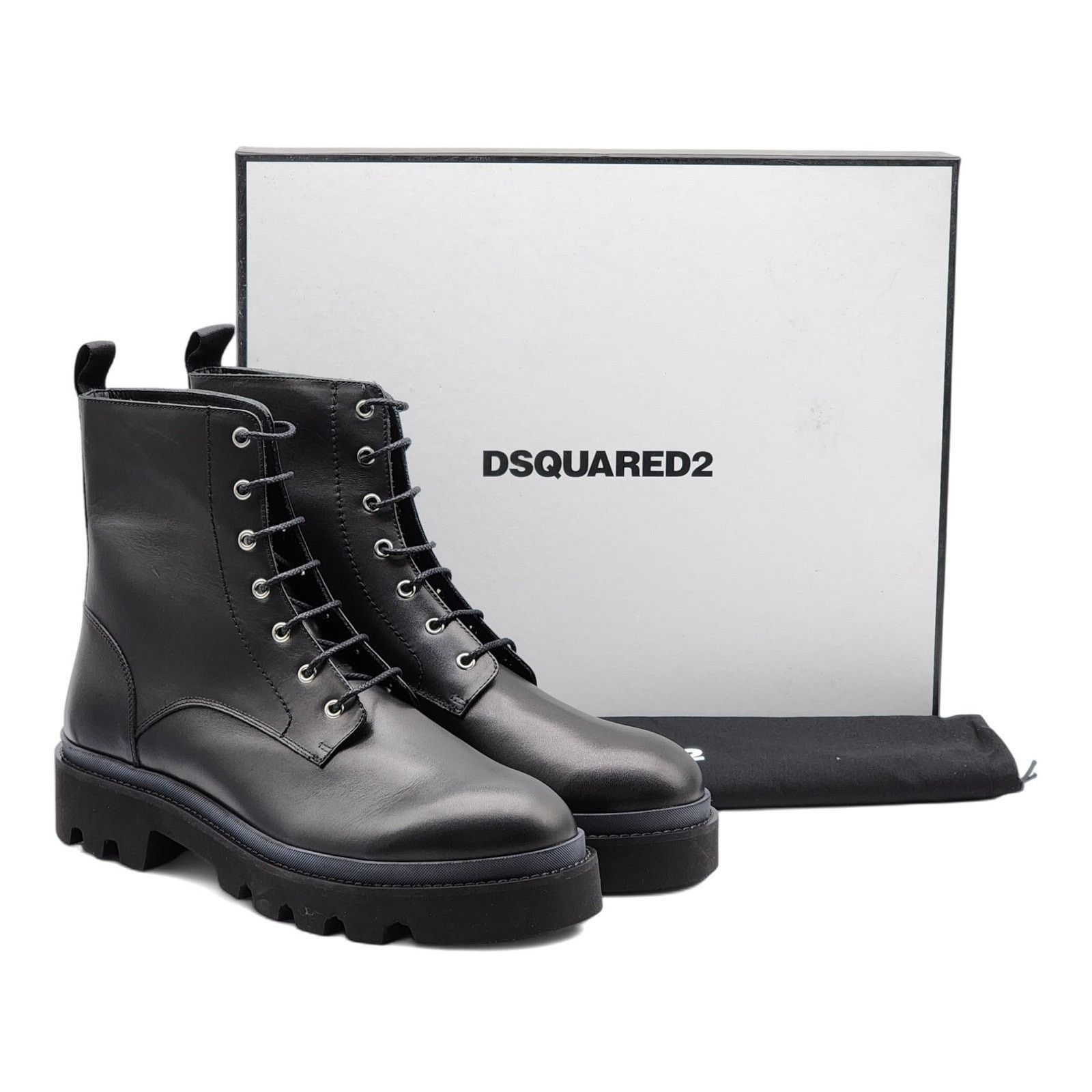 Dsquared2 Logo Combat Boots - Leather - Black 46 13US $1290 Size US 13 / EU 46 - 2 Thumbnail