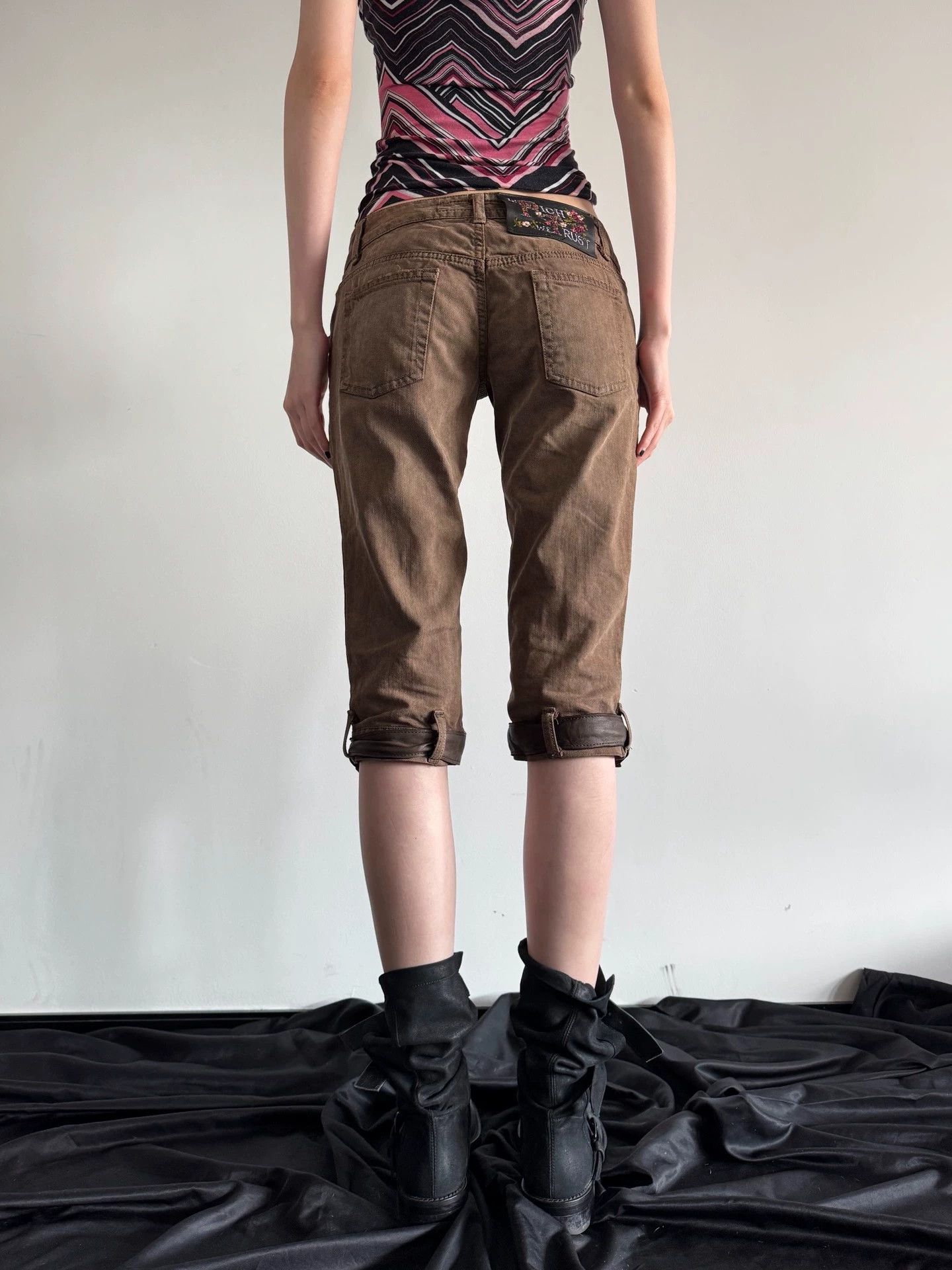 Vintage UK Brand Vintage Denim & Leather Mid-Shorts S Size 26" / US 2 / IT 38 - 6 Thumbnail