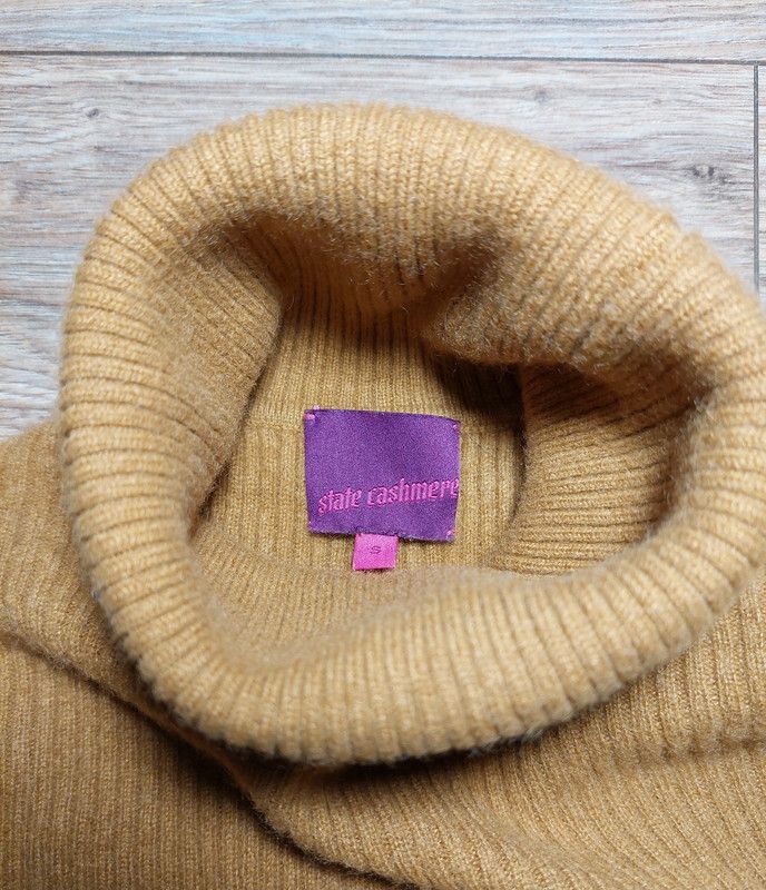 Vintage 100% cashmere sweater turtleneck mustard luxury soft Size S / US 4 / IT 40 - 4 Thumbnail